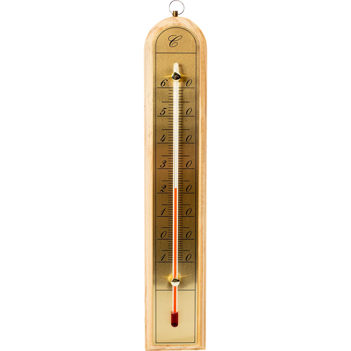 Rumtermometer med gylden skala (-10°C til +60°C) 28cm mix