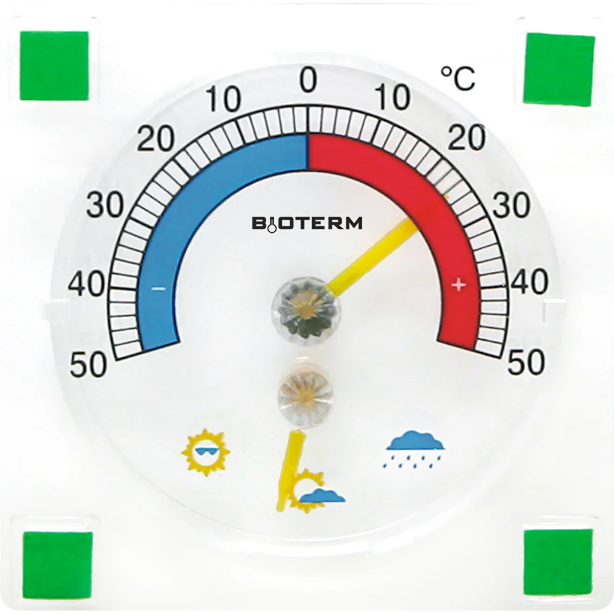Universal termometer med hygrometer transparent, selvklæbende (-50°C til +50°C)