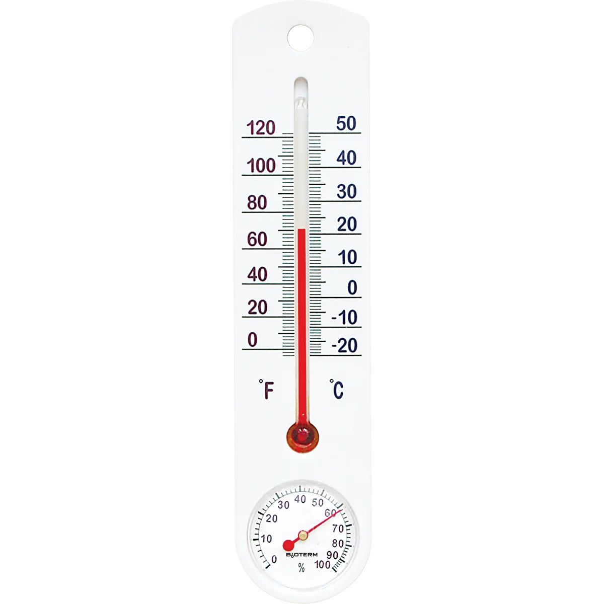 Universelt hvidt termometer med hygrometer (-20°C til +50°C) 25cm