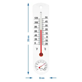Universelt hvidt termometer med hygrometer (-20°C til +50°C) 25cm – photo 2