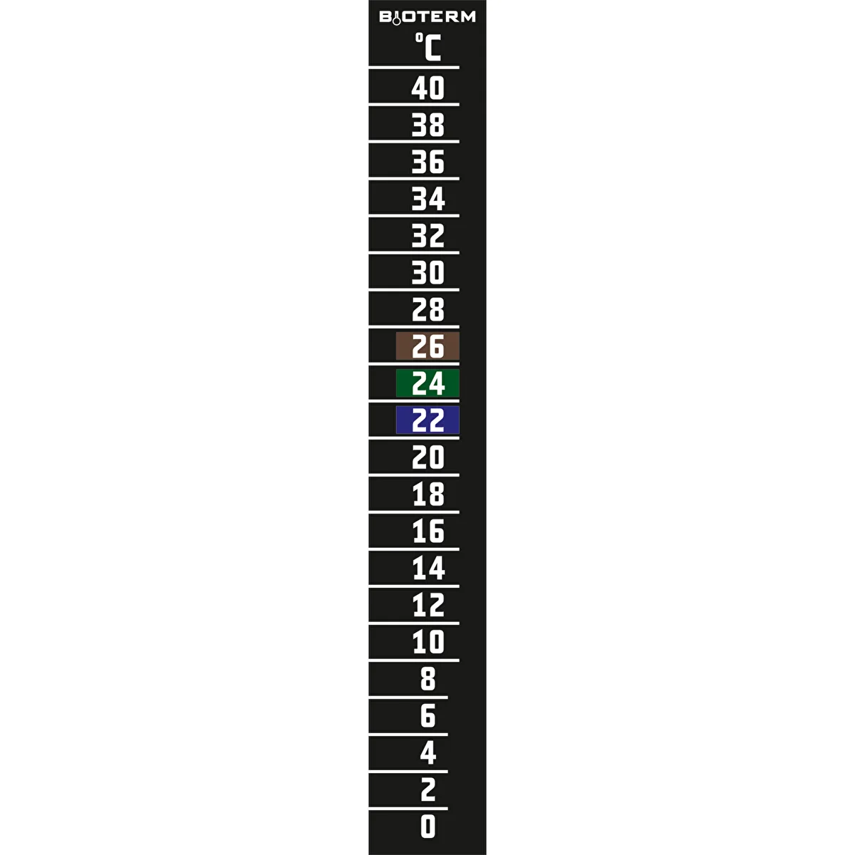 Flydende krystal termometer (0°C til +40°C) 15cm