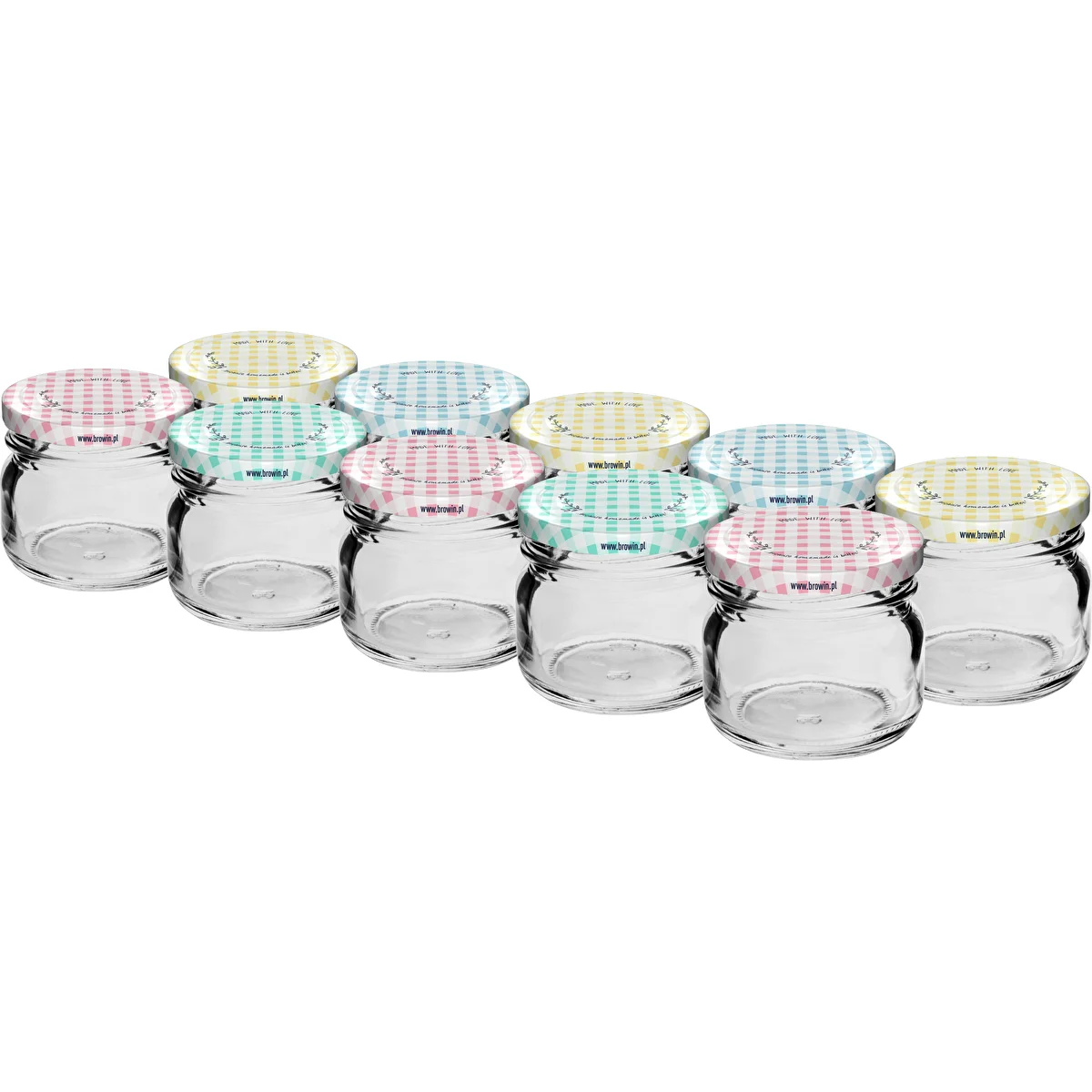 Twist-off krukke 30 ml med farvet låg fi 43 - 10 stk.