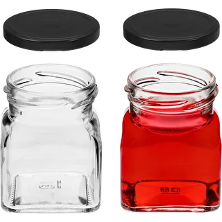 Twist-off glas 120ml - Fire hjørner fi 53 med sort låg, 6 stk – photo 5