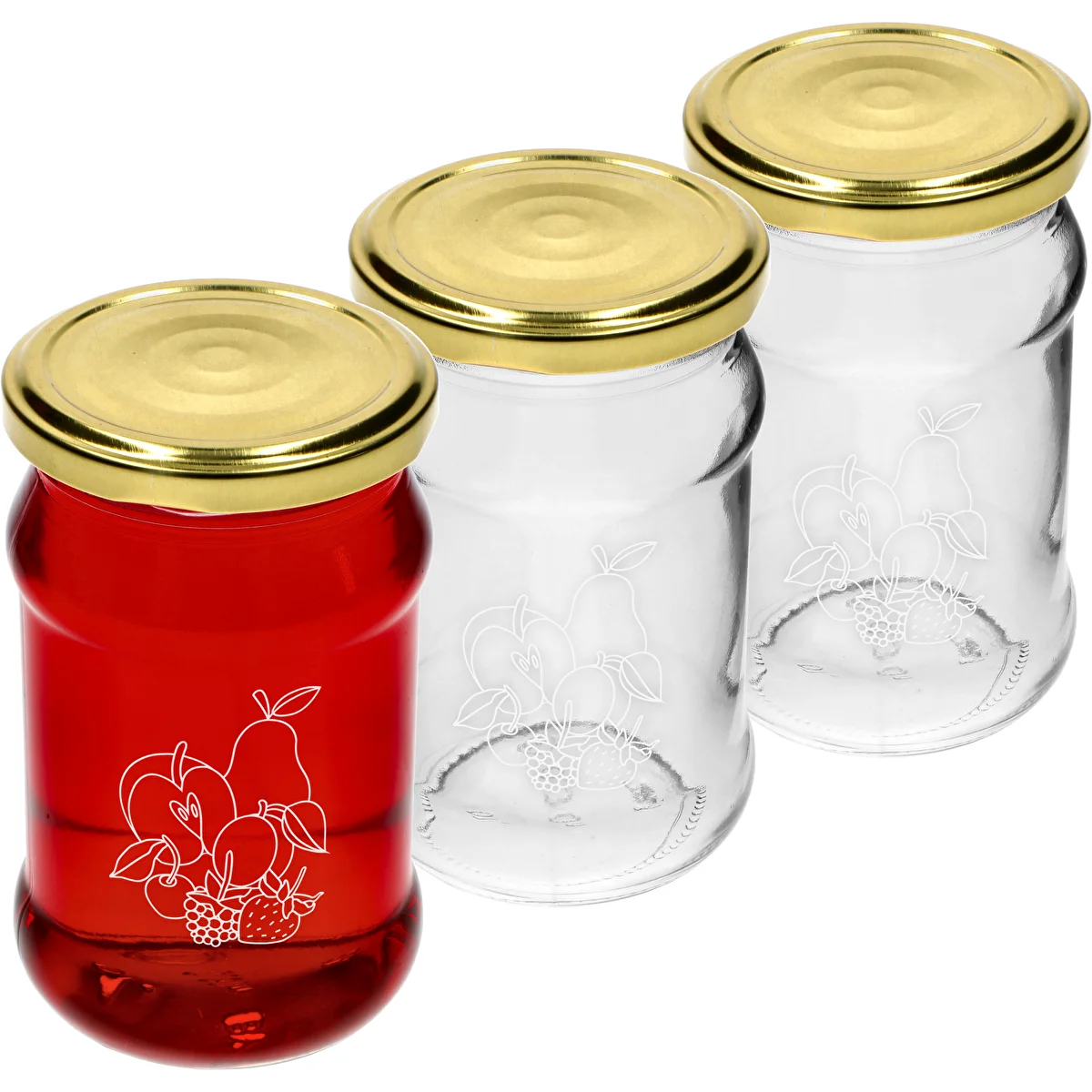 Krukke TO 300ml med tryk - mix af frugter og låg fi66/4 - 3 stk.