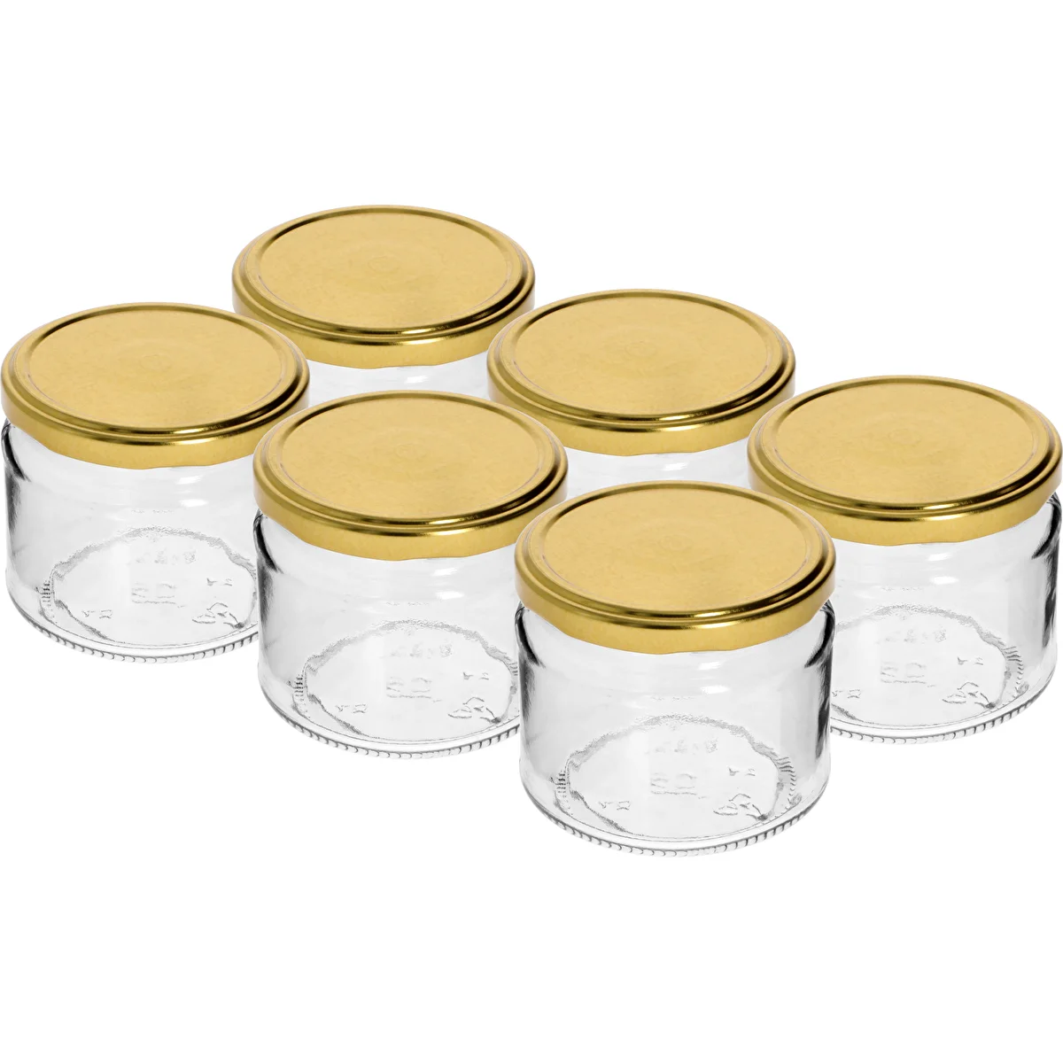 Lav krukke 330ml - med gyldent låg fi 82/6, 6 stk.