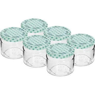 Lavt glas 330ml - med farvet låg fi 82/6, 6 stk.