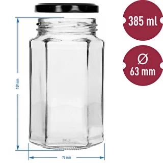 Twist off krukke 385ml med sort låg fi 63, 6 stk. – photo 7