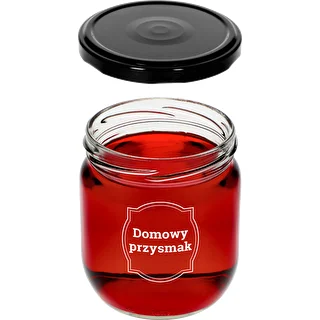 Krukke TO 425ml med tryk "Hjemmelavet delikatesse" og sort låg fi 82 - 3 stk. – photo 5