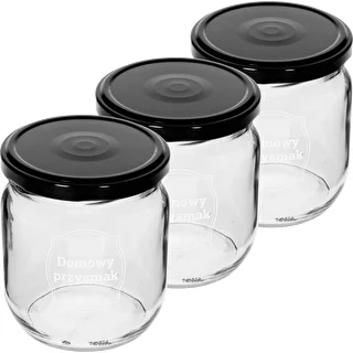 Krukke TO 425ml med tryk "Hjemmelavet delikatesse" og sort låg fi 82 - 3 stk. – photo 2
