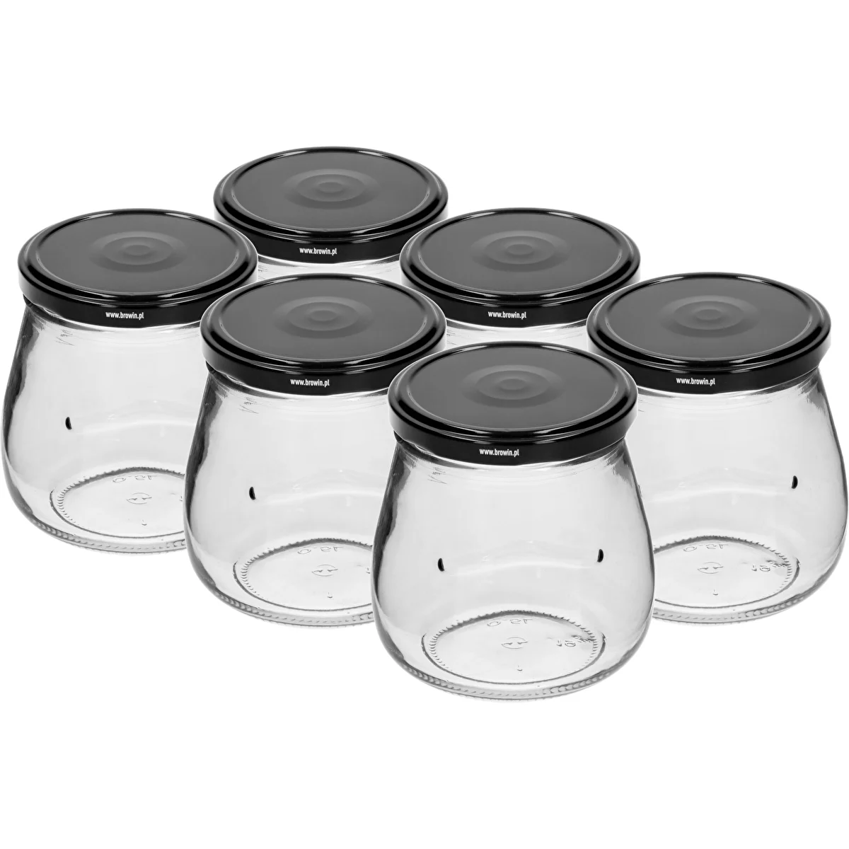 Twist-off krukke 500ml "Omvendt Amfora" med sort låg fi 82/6, 6 stk.