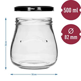Twist-off krukke 500ml "Omvendt Amfora" med sort låg fi 82/6, 6 stk. – photo 9