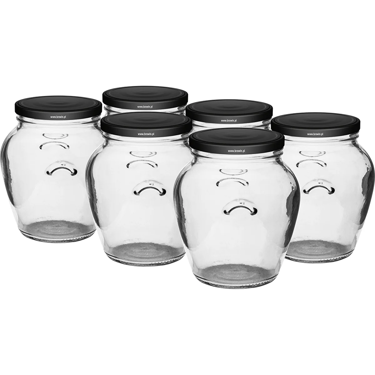 Amfora krukke 580 ml (fi 82) med sort låg 6 stk.
