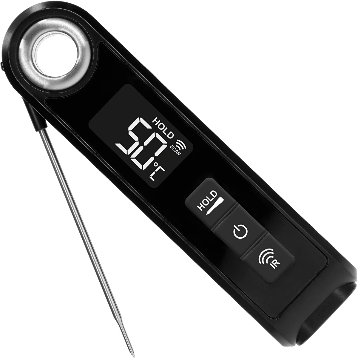 Infrarødt køkkentermometer, kompakt, med foldbar sonde
