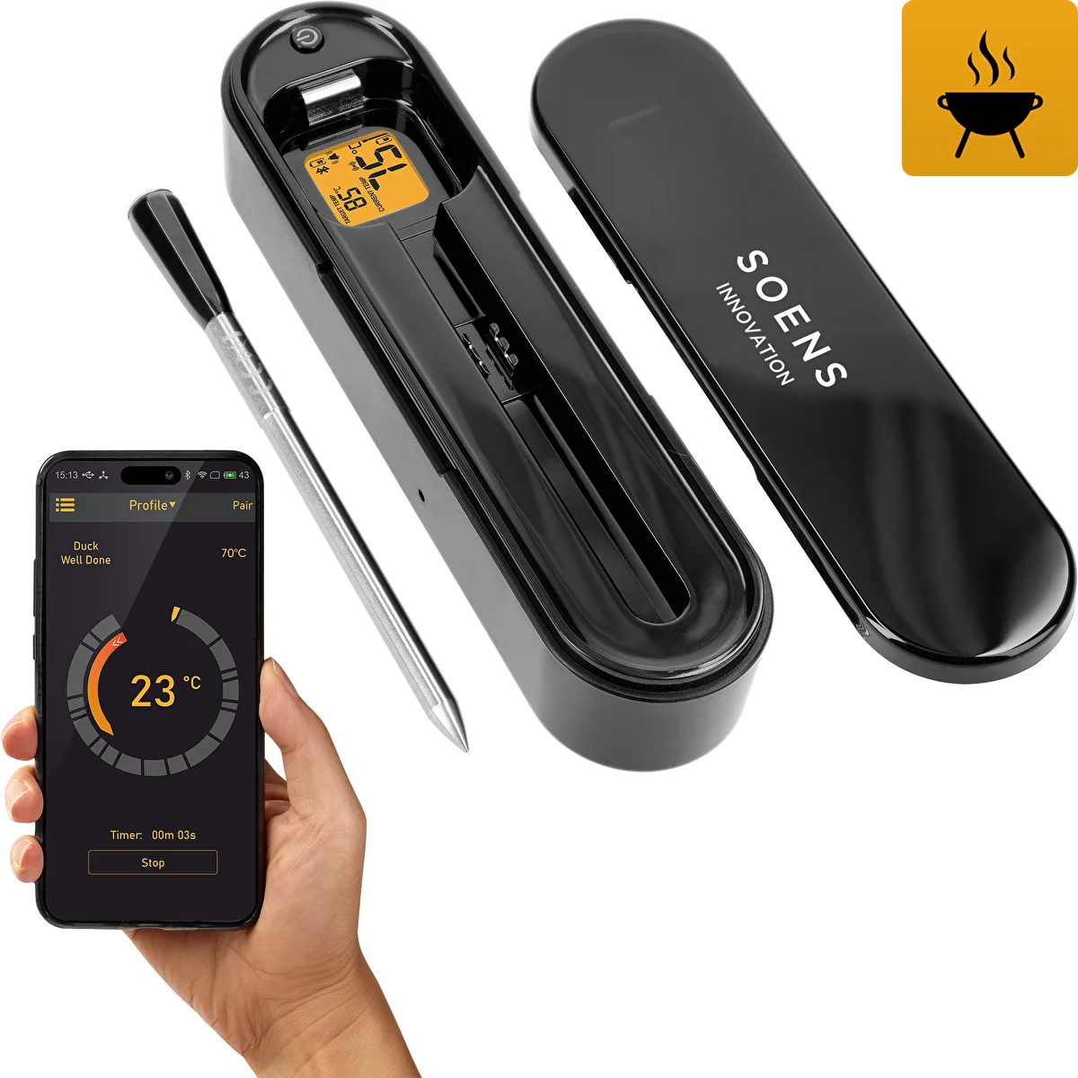 Kulinarisk termometer med trådløs Bluetooth-sonde