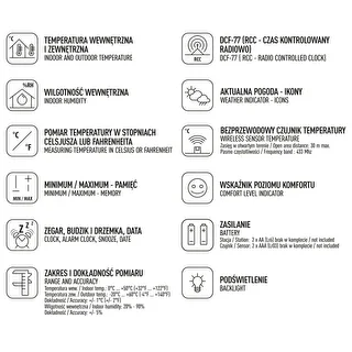 RCC vejrstation, DCF – elektronisk, trådløs, oplyst sensor, hvid – photo 8