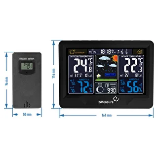 RCC vejrstation, DCF – elektronisk, oplyst, trådløs, sensor, sort – photo 12