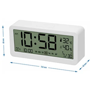 Elektronisk vejrstation Soens – hvid, med ur og kalender – photo 6
