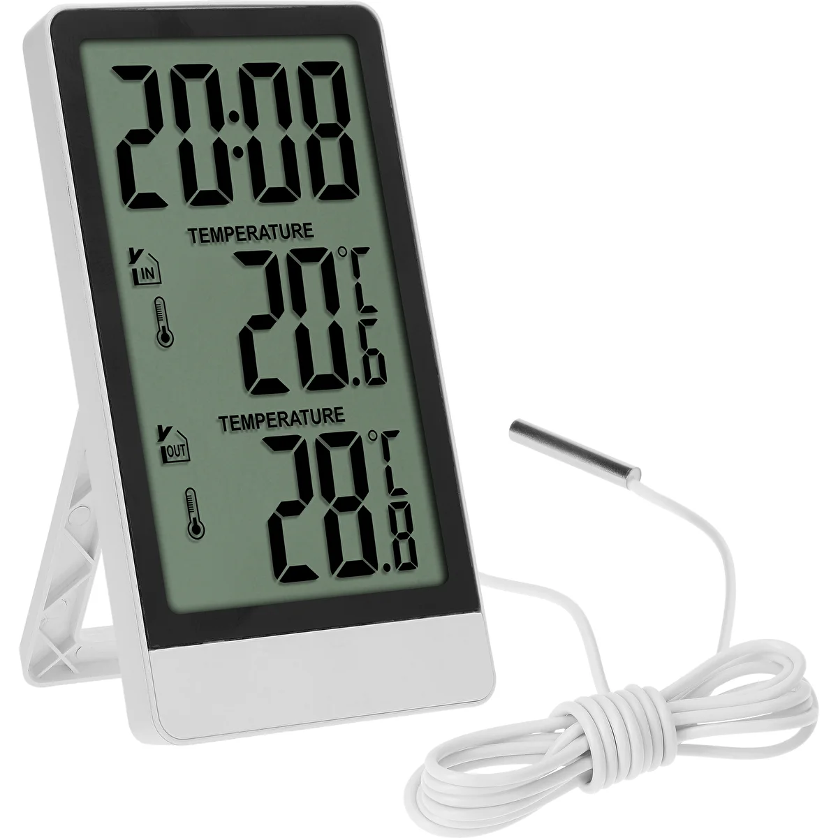 Elektronisk termometer fra Soens – med føler, hvid