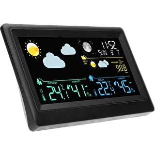 Elektronisk vejrstation – trådløs, med sensor, sort – photo 3