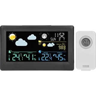 Elektronisk vejrstation – trådløs, med sensor, sort – photo 2