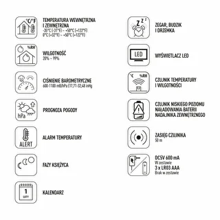 Elektronisk vejrstation – trådløs, med sensor, sort – photo 12