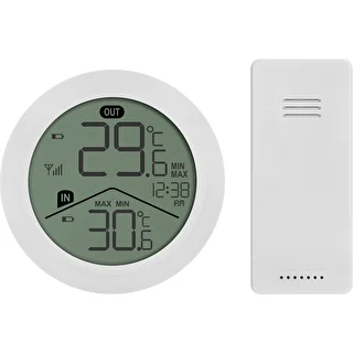 Elektronisk termometer fra Soens – med ekstern sensor, rundt, hvidt