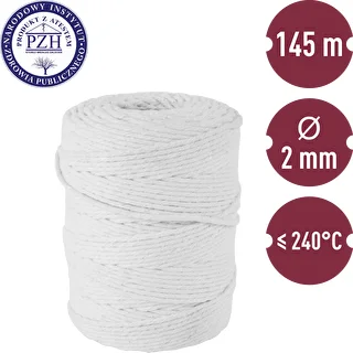 Pølsesnor bomuld hvid (240°C) 145 m – photo 2