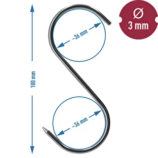 Røgekroge – S-form, spidsslebne, 3 mm x 100 mm, 5 stk. – photo 6