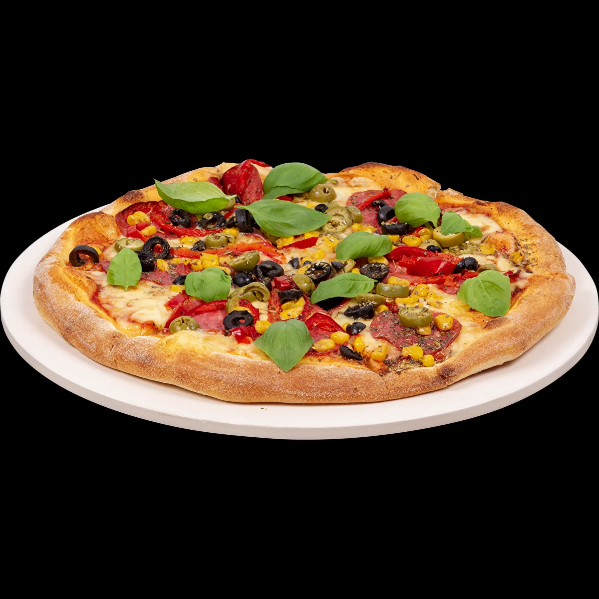 Rund pizzasten, lavet af cordierit, diameter 33 cm