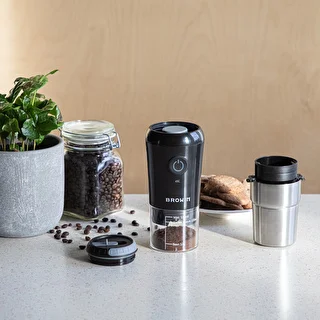 Kaffekværn - elektrisk, kværn, med brygger og kop – photo 16