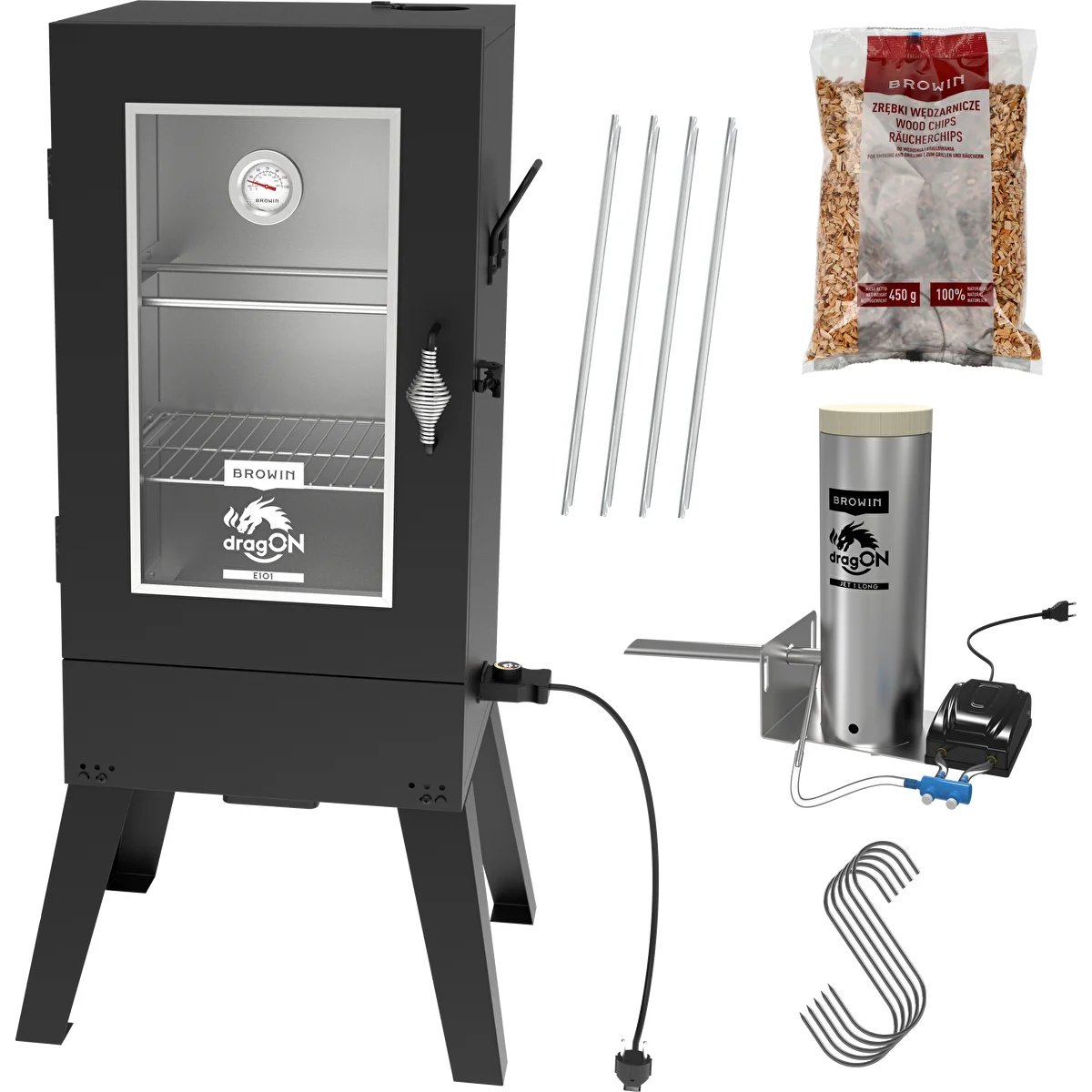 Elektrisk rygeovn dragON E101 med røgenerator, 70 L