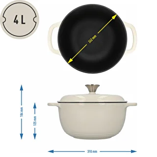 Emaljeret støbejernsgryde – ecru, 4 L – photo 4
