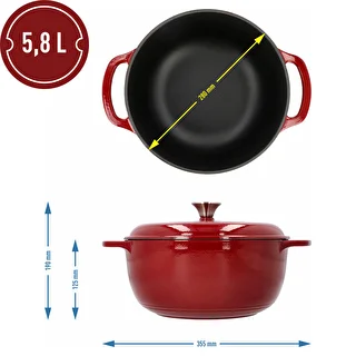 Emaljeret støbejernsgryde - bordeaux, 5,8L – photo 4