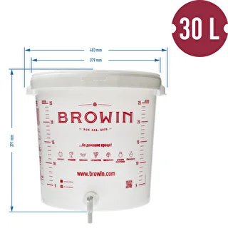 Fermenteringsbeholder 30 L med låg, hane og rør UA – photo 14