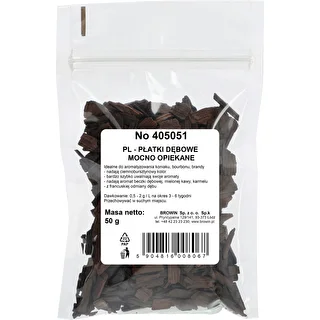Stærkt ristede egetræ flager til aromatisering af alkohol (whisky, bourbon, brandy, cognac, øl), 50 g – photo 2