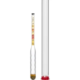 Uknuseligt hydrometer til mjød med prøvecylinder, måleområde 10-50°Blg