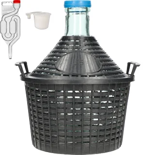 Vinsæt Basic: 5 L glasballon i plastikkurv med prop og gærlås