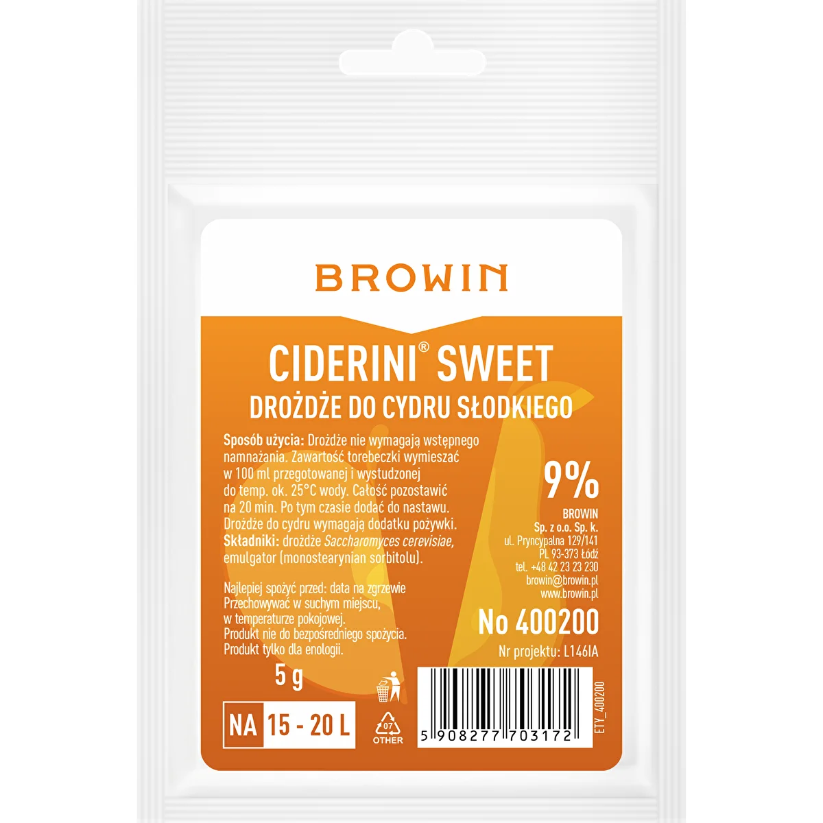 Cidergær Ciderini Sweet, 5 g