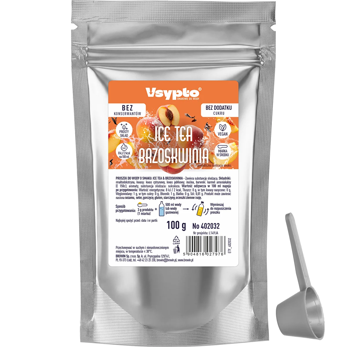 Vsypto med smag af Ice Tea Fersken, 100 g