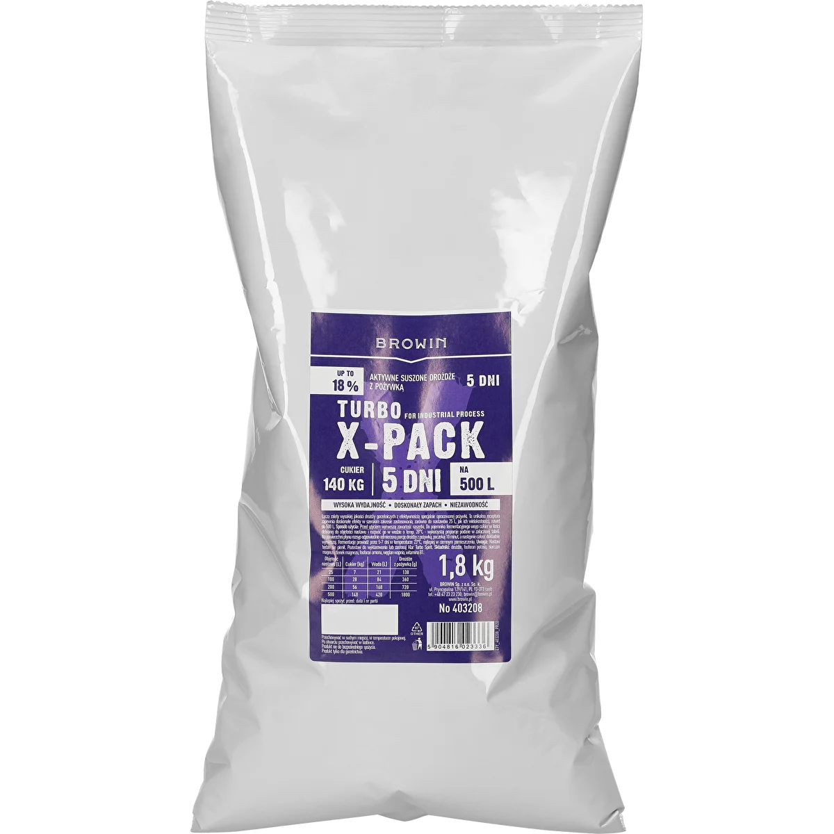 Turbo X-Pack Gær 1,8 kg - professionel, til store opsætninger