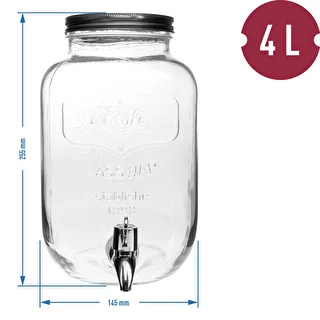 Krukke til limonade, med hane - glas, 4 L – photo 5