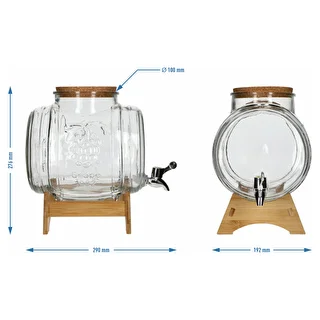 Glasstønde 5 L, med bred påfyldning, kork, stativ og hane – photo 7