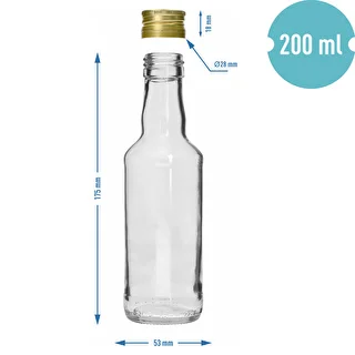 Klassisk spiritusflaske 200 ml, med guldfarvet skruelåg fi 28, 1 stk. – photo 5