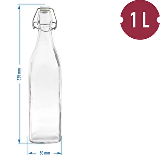 1 L flaske med patentlukning – firkantet – photo 2