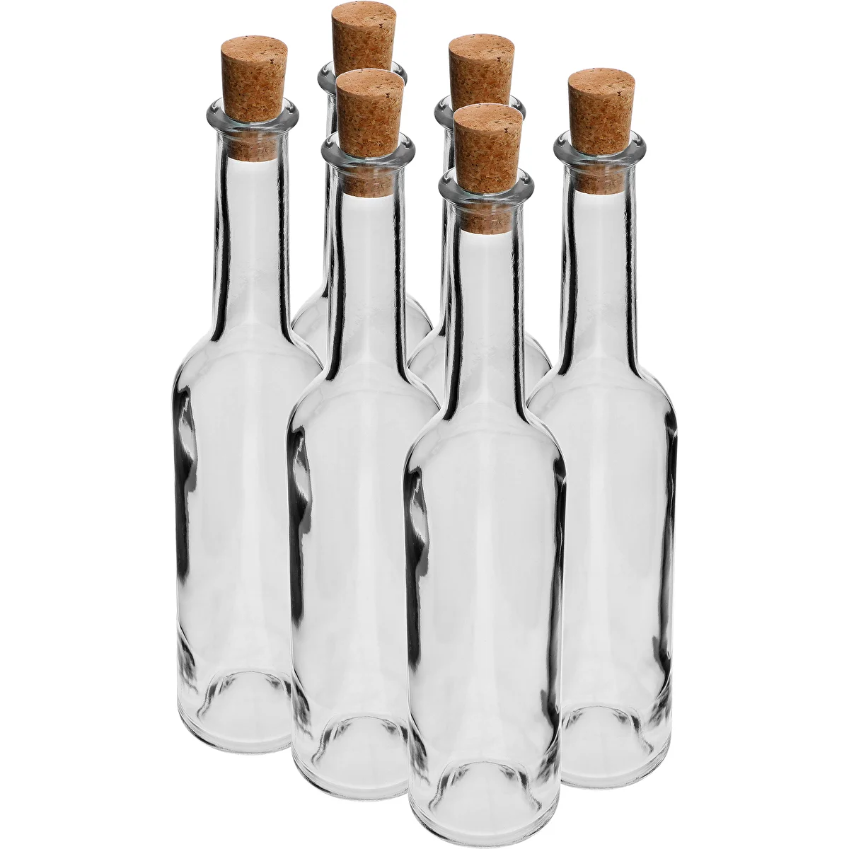 Flaske til likør 350 ml 6 stk. + 6 propper
