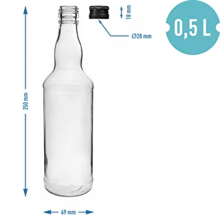 Flaske 500 ml til vodka, med sort skruelåg, 6 stk. – photo 5