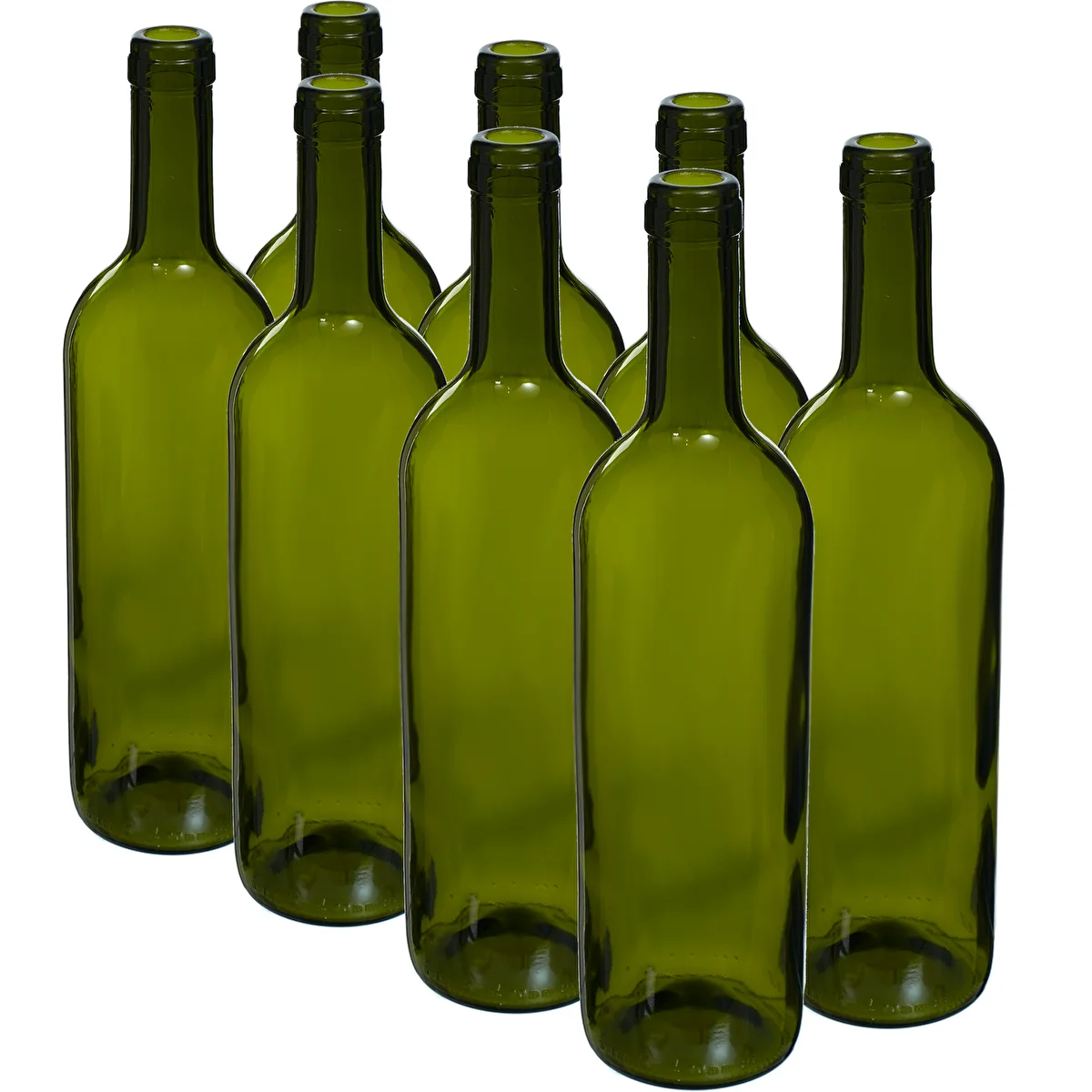 Olivengrøn vinflaske 0,75 L - pakke med 8 stk.