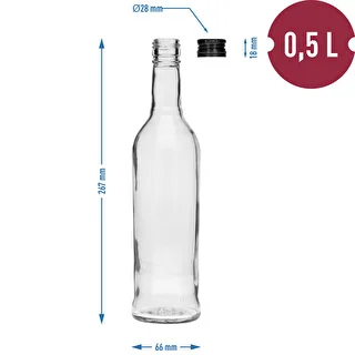 500 ml Slank Flaske med sort skruelåg, til vodka, 6 stk. – photo 7