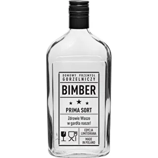 Glasflaske i lommelærkeform 500 ml med skruelåg, tryk 'Bimber PRL', 1 stk. – photo 1