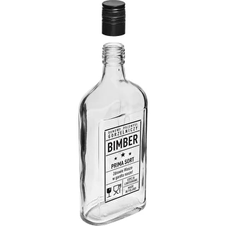 Glasflaske i lommelærkeform 500 ml med skruelåg, tryk 'Bimber PRL', 1 stk. – photo 3